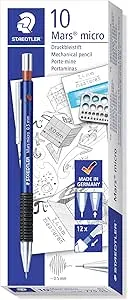 Staedtler Micro 775 Mechanical Pencil 0.5 mm Refillable Plastic Barrel Blue Rubber Grip Pack of 10