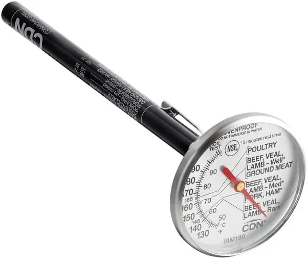 CDN ProAccurate® Instant Read Meat Thermometer for Precise Ovenproof Poultry Cooking, 1.75" Dial (IRM190)