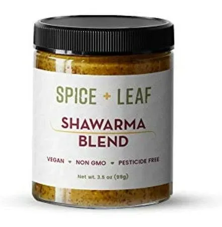 Premium Shawarma Spice Seasoning by Spice + Leaf, 3.5 Oz - Kosher, Vegan Preservative Free Spice Blend for Middle Eastern Flavor. Vegetarian, Dairy Free and Salt Free