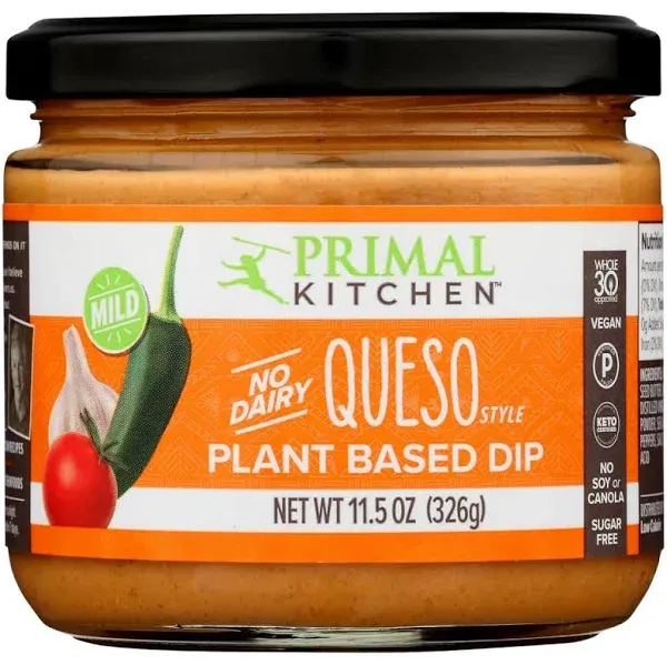 Primal Kitchen Plant Based Dip, No Dairy, Queso Style, Mild - 11.5 oz