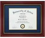 8.5x11 Diploma Degree Frame with Red Mat or Display 11x14 Certificates without Mat,Solid Wood,Black Finish with Intricate Black Rope Detail,UV Protection Acrylic