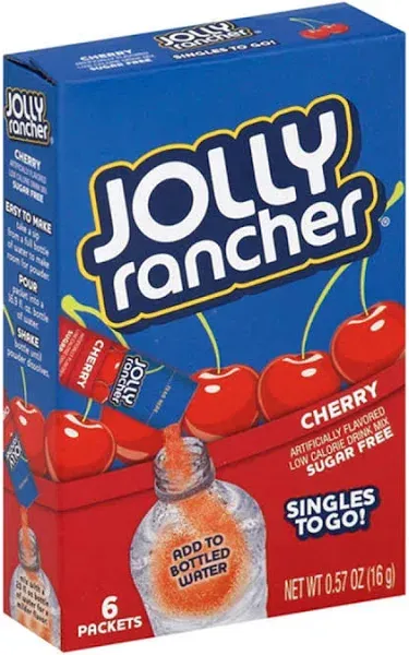 Jolly Rancher Singles to Go! Drink Mix, Cherry - 12 boxes, 6 packets each