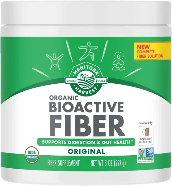 Manitoba Harvest Organic BioActive Fiber Supplement with 6g Fiber per Serving – Digestive Hemp & Psyllium Husk Powder – Non-GMO, Vegan & Kosher, 8oz