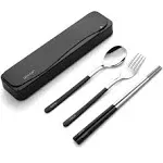 Travel Utensils, 18/8 Stainless Steel 4pcs Cutlery Set Portable Camp Reusable...