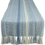  Farmhouse Braided 15x72&#034; (15x77&#034;, Fringe Included) Striped Stonewash Blue