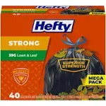 Hefty Strong Lawn &amp; Leaf Drawstring Closure Trash Bags 1.1Mil 39 Gallon 40 Count