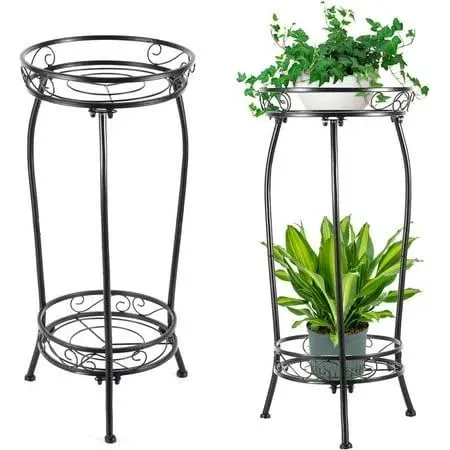 2-Pack Plant Stand Indoor Outdoor,Tall Black Metal Rustproof Stable Black-2PS