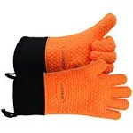 GEEKHOM Grilling Gloves, Heat Resistant Gloves BBQ Kitchen Silicone Oven Mitts, Long Waterproof Non-Slip Potholder for Barbecue, Cooking, Baking