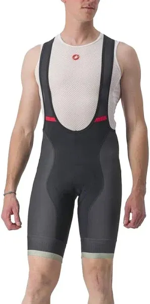 Castelli Competizione Kit Bib Shorts Dark Grey Silver Red - XS