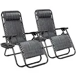 Flamaker Patio Zero Gravity Chair Outdoor Folding Lounge Chair Recliners Adjustable Lawn Lounge Chair with Pillow for Poolside, Yard and Camping