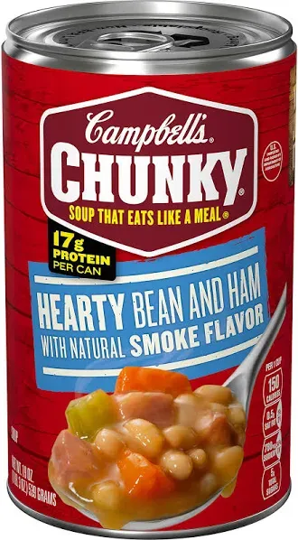 Campbell's Chunky Hearty Bean and Ham with Natural Smoke Flavor Soup, 19 oz.