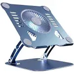 SHUWEI Laptop Cooling Stand with 3 Speed Fan, Adjustable Height Laptop Stand for Desk, Ergonimic Aluminum Laptop Cooling Pad for 10-15'' Notebook -