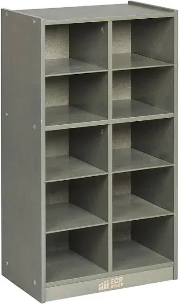 10 Cubby Mobile Tray Storage Cabinet, 5x2, Classroom Furniture