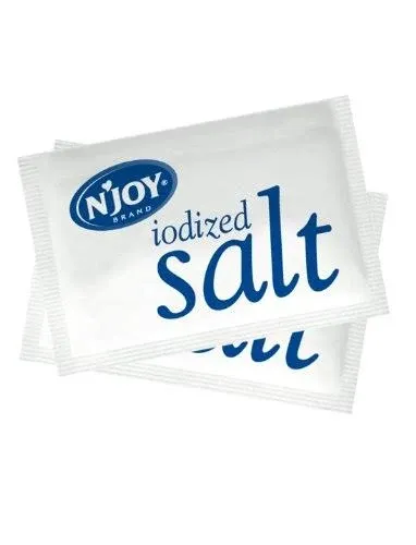 "N'joy Salt Packets 0.5 Grams Each - 3000 Per Case."