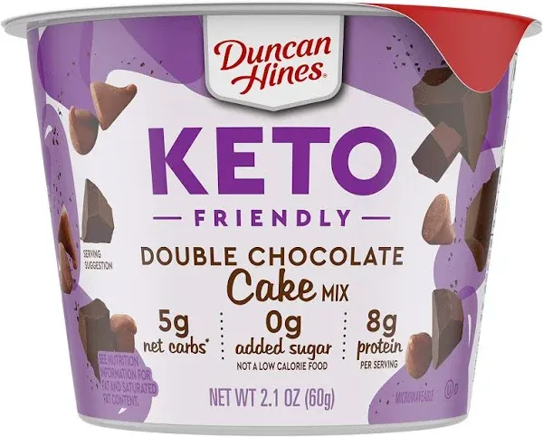 Duncan Hines Keto Friendly Cake Cups Double Chocolate Cake Mix, 2.1 Oz