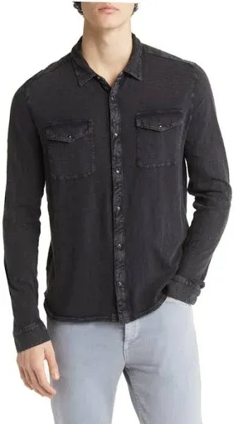 Shop John Varvatos Men's Arvon Knit Western Shirt In Pacific Blue