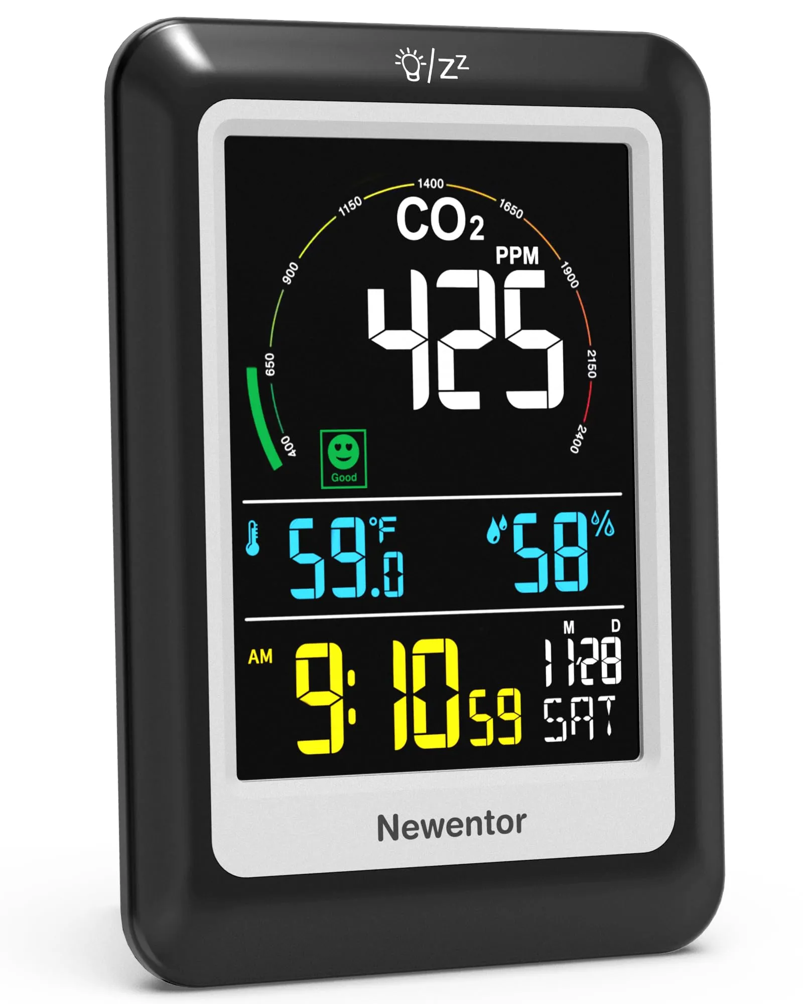 Newentor CO2 Monitor, Indoor Air Quality Meters, Carbon Dioxide Detector With Voice Alert, Large Display CO2 Tester, Temperature Humidity Sensor,