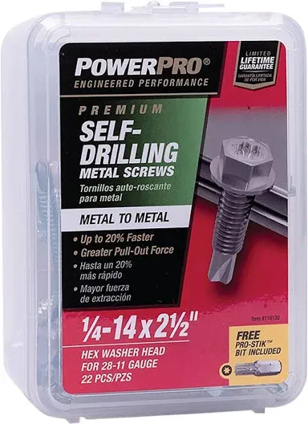 Hillman Power Pro Premium Star Drive Hex Washer Sheet Metal Screws