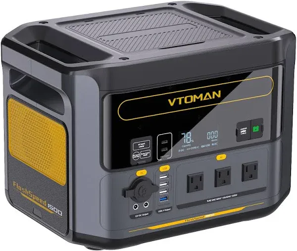 VTOMAN Solar Generator 1500W with 220W Solar Panel Included 1548Wh LiFePO4 Power Station with 1500W AC Outlets