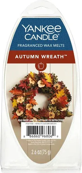 YANKEE CANDLE AUTUMN WREATH FRAGRANCED WAX MELTS 2 PACKS OF 6 MELTS