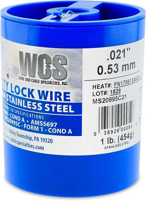 Aircraft Safety Lock Wire MS20995C21 1 LB. Roll .021” Diameter T302/304 SS New