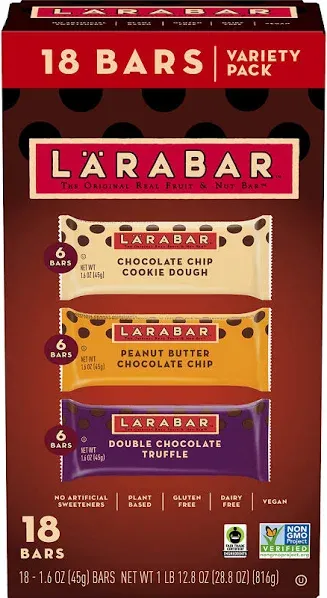 Larabar Fruit & Nut Bar, Variety Pack - 18 pack, 1.6 oz bars