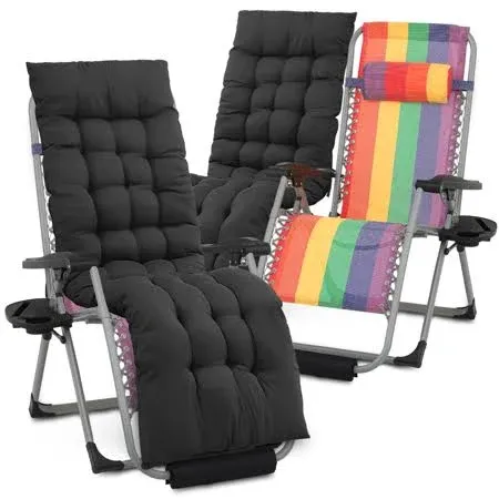  Zero Gravity Lounge Chair with Cushion, Padded Rainbow with Footpad 1-Pack