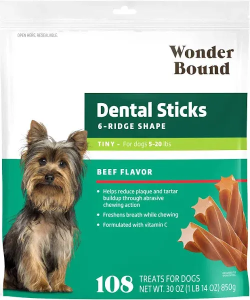 Amazon Brand -  Chicken Flavor Dental Sticks for Large Dogs (Over 30 Lbs), 6-Rid