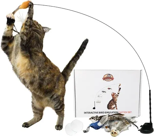 Cat Toys for Indoor Cats 2023 New Interactive Cat Feather Toy,【Chirping Bird ...