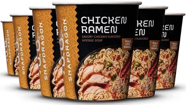 Snapdragon Chicken Ramen Cups | Rich Chicken Broth With Authentic Ramen Noodles | Authentic Flavors | Satisfy Your Craving | 2.2 oz (6 Pack)