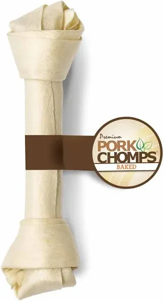 Pork Chomps Baked Pork Skin Dog Chew 11-Inch Knot