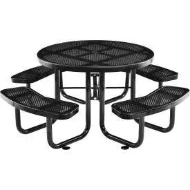 Global Industrial 277150KBK 46" Round Kids Picnic Table, Expanded Metal, Black