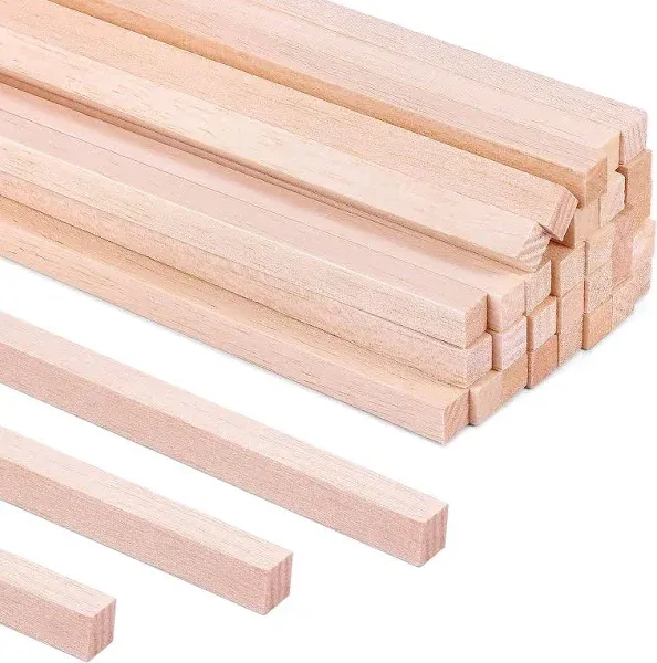 30 Pieces Balsa Wood Sticks 1/2 X 1/2 X 12 Inch Wood Strips Balsa Square Wooden 