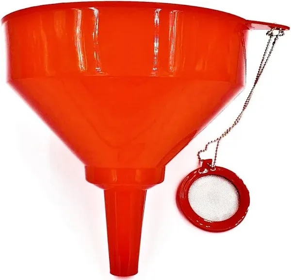 King Kooker 8 Plastic Cooking Oil Funnel with Attached Reusable Stainless Steel