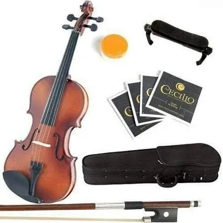 1/4 MV200 Violin Mendini By Cecilio Violin For Beginners, Adults - Beginner Kit