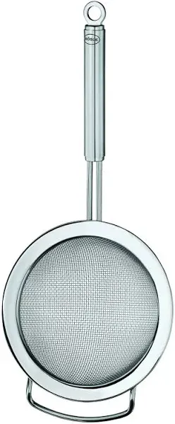 Stainless Steel Round Handle Coarse Mesh Kitchen Strainer, 7.9-inch In Silver