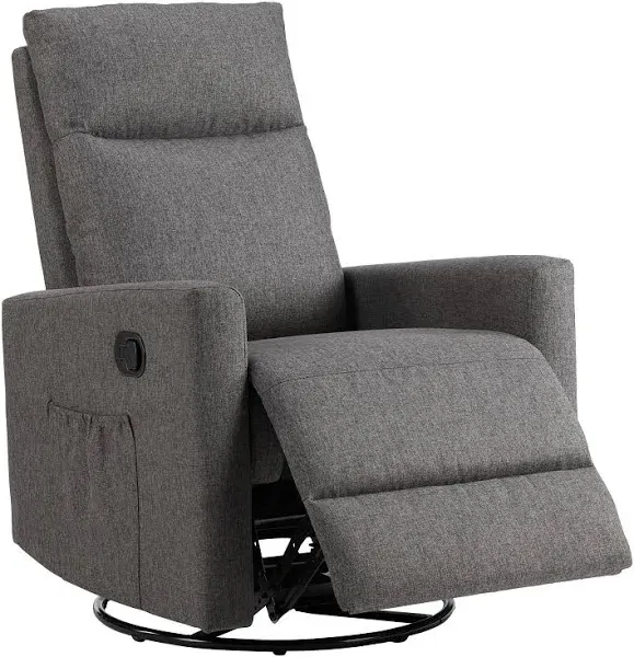 Sweetcrispy Swivel Rocking Glider Rocker Recliner Nursery Chair with Extra Large Footrest for Living Room