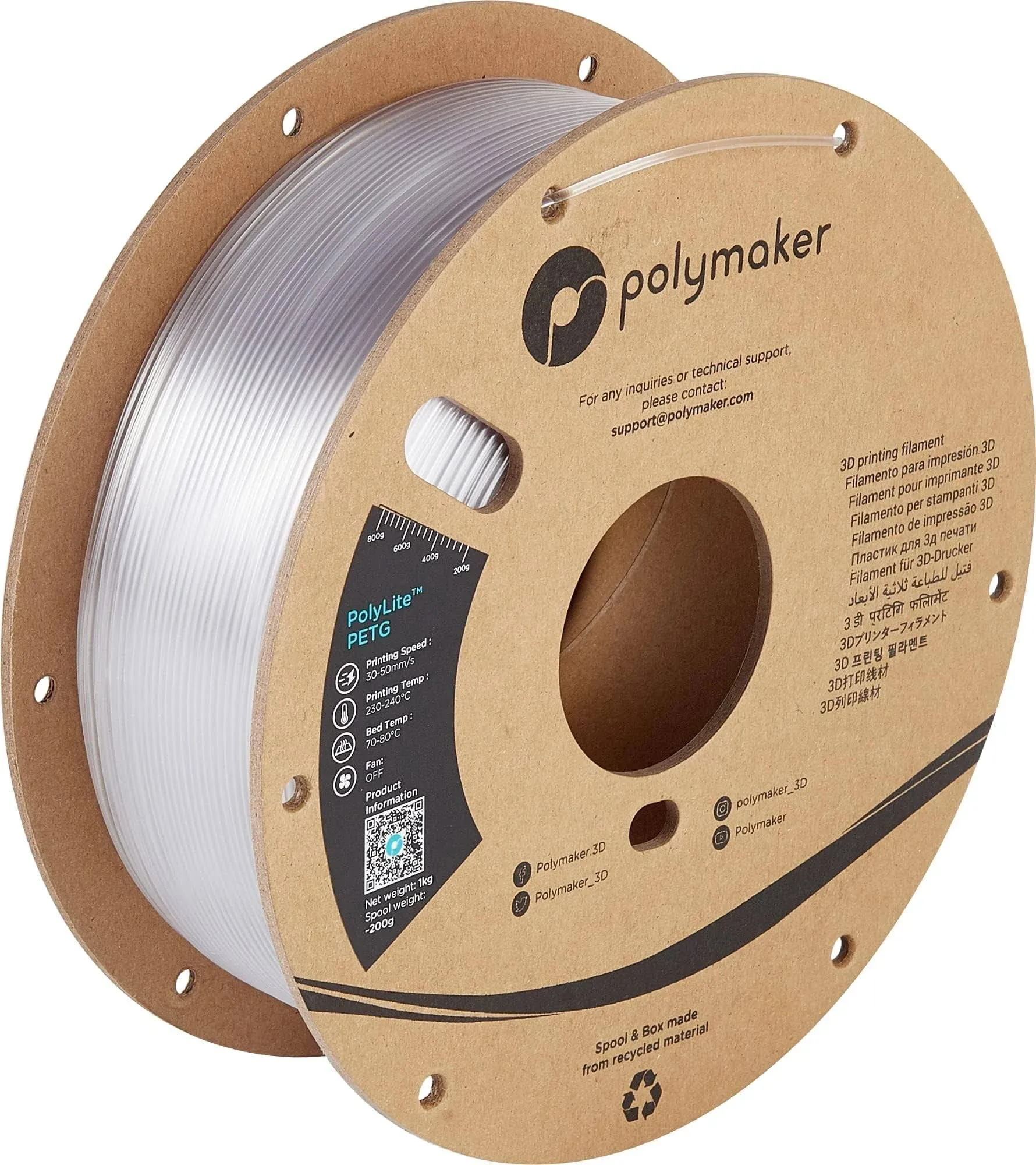 Filamento Polymaker Polylite Petg, 1.75mm - 1kg