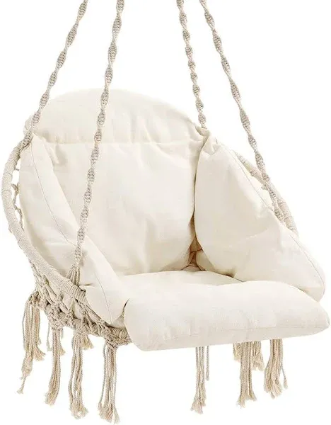 SONGMICS Hanging Chair Hammock Chair with Large Thick Cushion Holds Up To 264 Lb