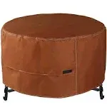 NettyPro Fire Pit Table Cover 50 inch Round Waterproof Heavy Duty Patio Firepit Cover Round for Outdoor Fire Table, Brown