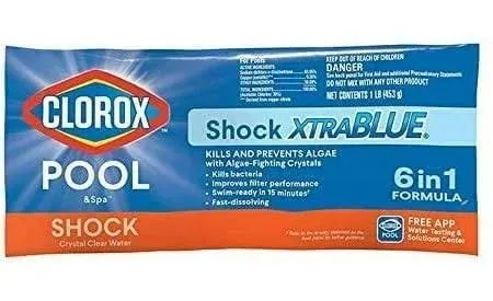 Clorox® Pool&Spa™ Shock XTRABLUE®2, Kills Bacteria & Algae in Swimming Pools, Swim-Ready in 15 Minutes, (6-Pack)