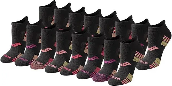 Saucony Women's RunDry Performance Heel Tab Athletic Socks, Available in S-L (8, 16, 24 Pairs)