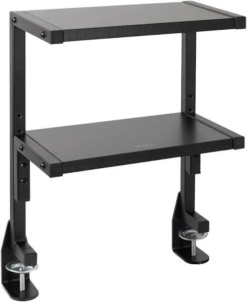 Vivo Black Clamp-On 13" Above or Below Desk 2-Tier Shelving Unit, Desk Organizer