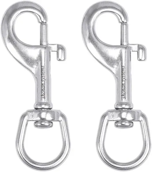 SHONAN 3.5 Inch Swivel Eye Snap Hook, 2 Pack Scuba Bolt Snap, Single Ended St...