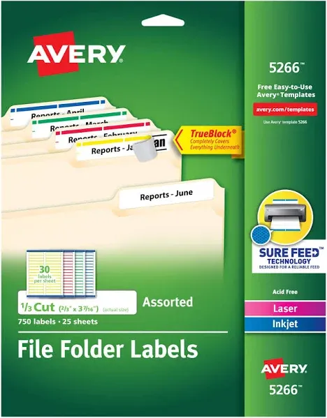 Avery Permanent TrueBlock File Folder Labels