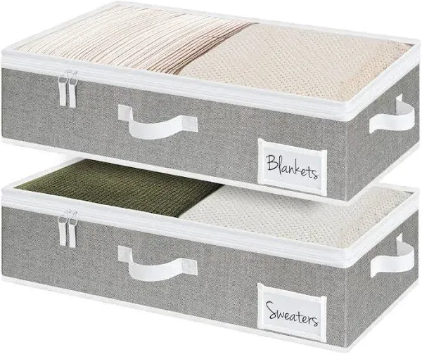 StorageWorks Underbed Storage Box With Zippers, Underbed Storage Clothes