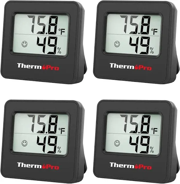 ThermoPro TP157 4 Pack Hygrometer Indoor Thermometer for Home, Digital Room Thermometer with Temperature Humidity Sensor for Greenhouse Office Cellar