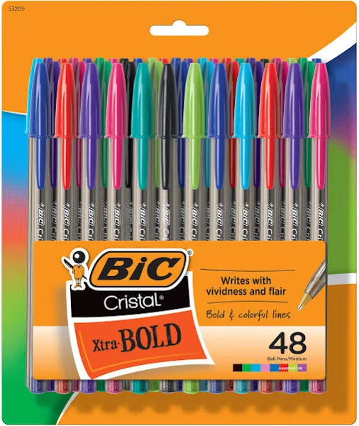  Cristal Xtra Bold Fashion Ballpoint, 48 Pack, NEW 1 Count (Pack of 48)