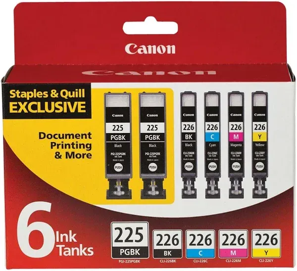 Genuine Canon 6 ink Tanks 225PGBK-226BK-<wbr/>226C-226M-226Y New Sealed Box