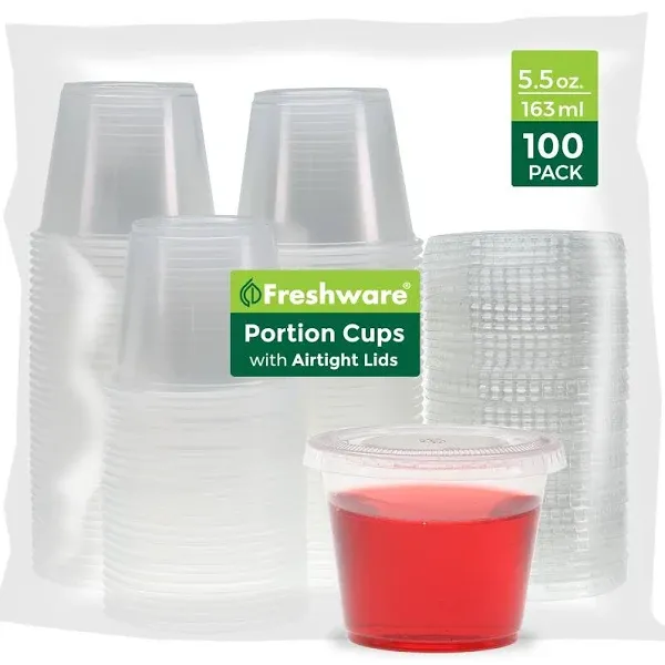 Freshware Plastic Portion Cups with Lids Souffle Cups